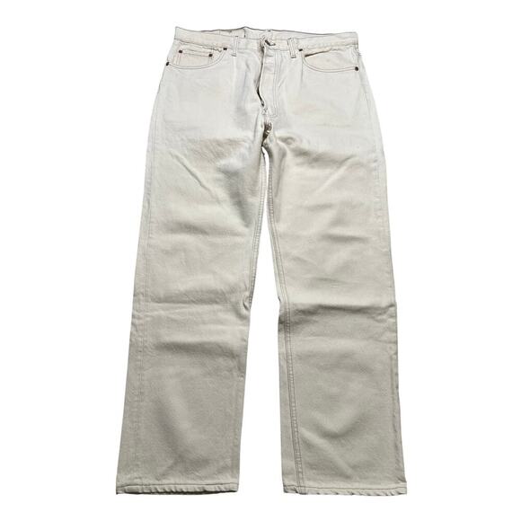 Levis 501 Vintage 90s USA XX Straight Leg Jeans White Light Wash 38x30 Act 36x30 - Picture 2 of 16